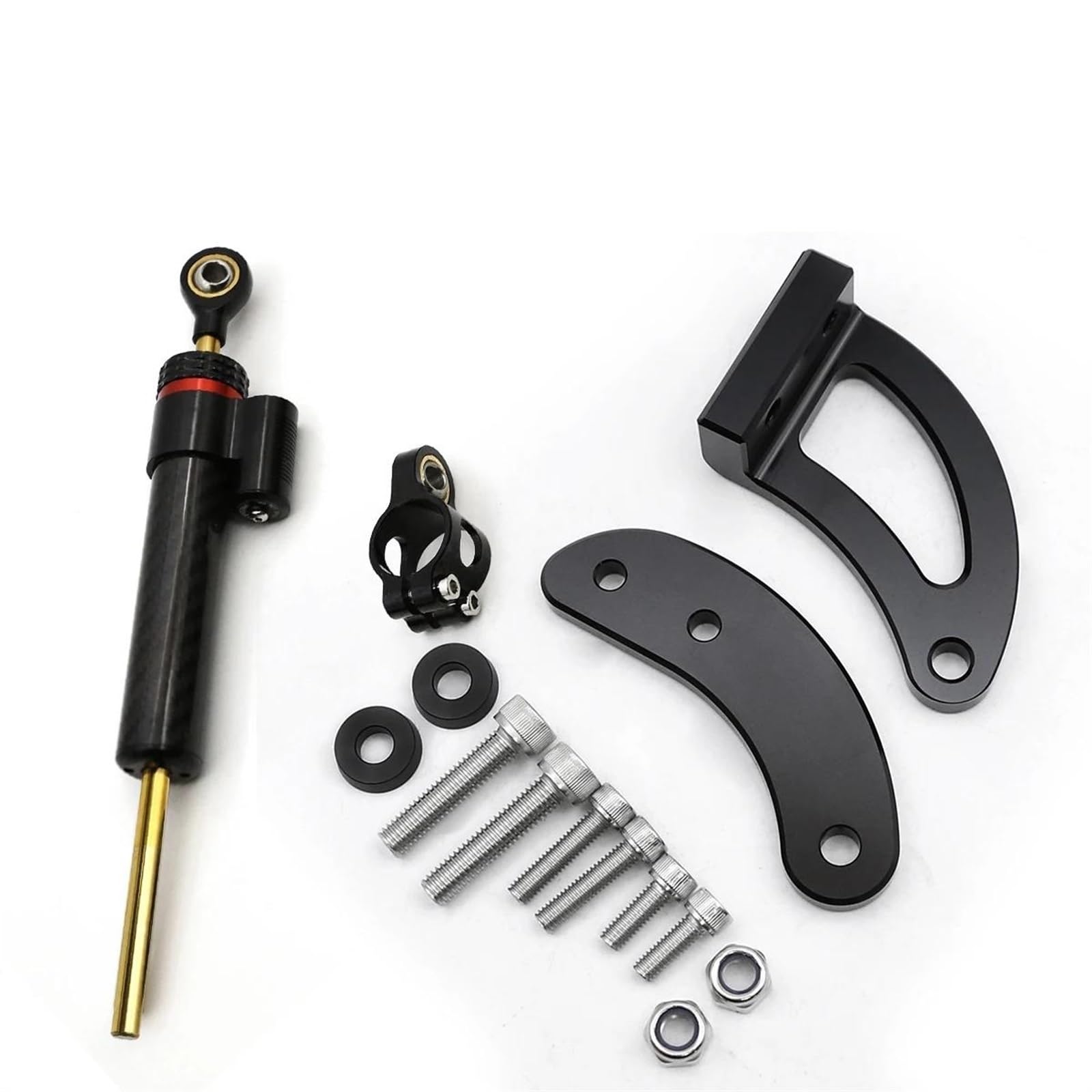 Dämpfer Lenkungsstabilisator Scooter Lenkungsdämpfer Halterung Montage CNC Stabilisator Lenkungsdämpfer Support Kit Für Dualtron Für Victor Donner DT3 Lenkungsdämpfer Motorräder Assy(Black Set A) von ATGQBCF