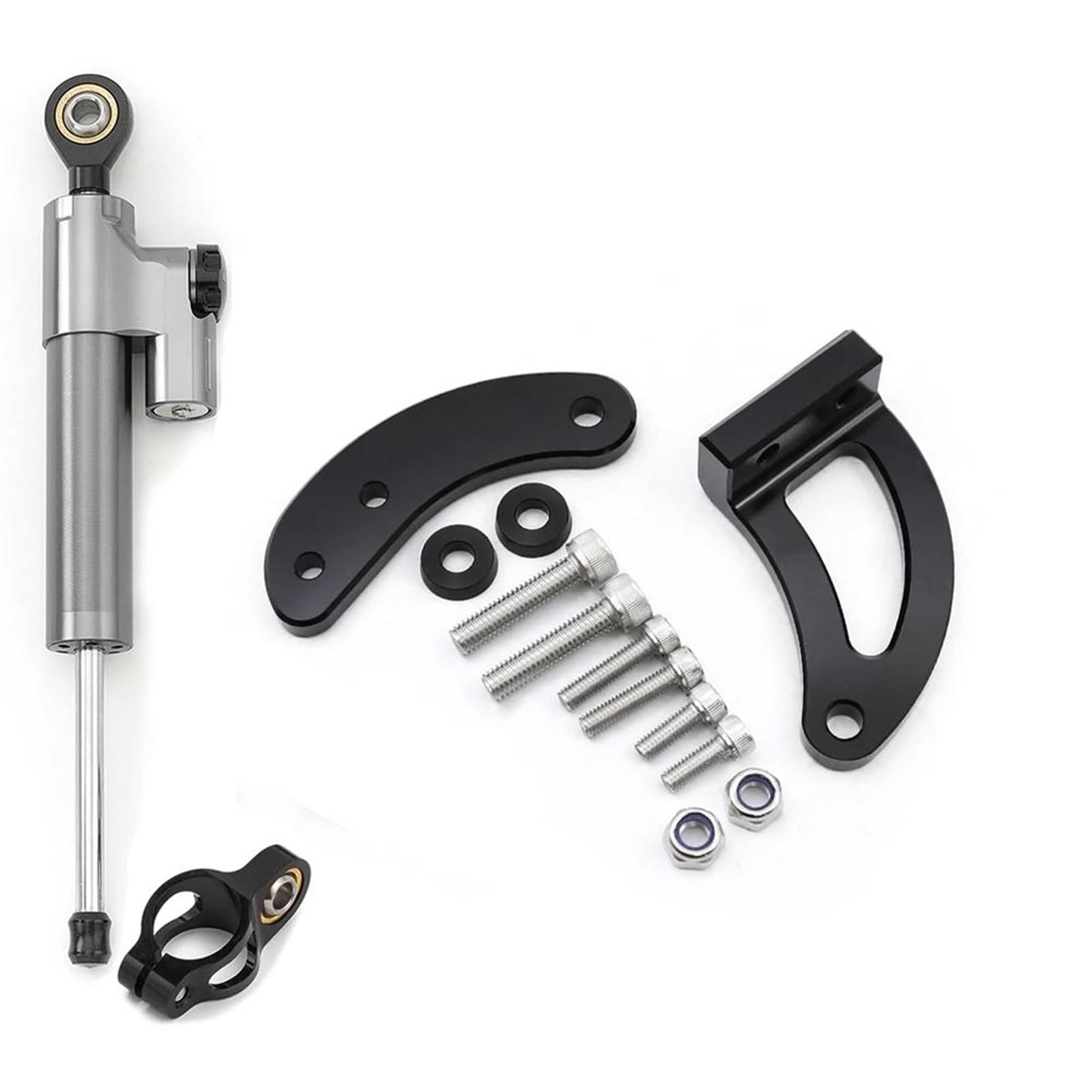 Dämpfer Lenkungsstabilisator Scooter Lenkungsdämpfer Halterung Montage CNC Stabilisator Lenkungsdämpfer Support Kit Für Dualtron Für Victor Donner DT3 Lenkungsdämpfer Motorräder Assy(Gray Set) von ATGQBCF