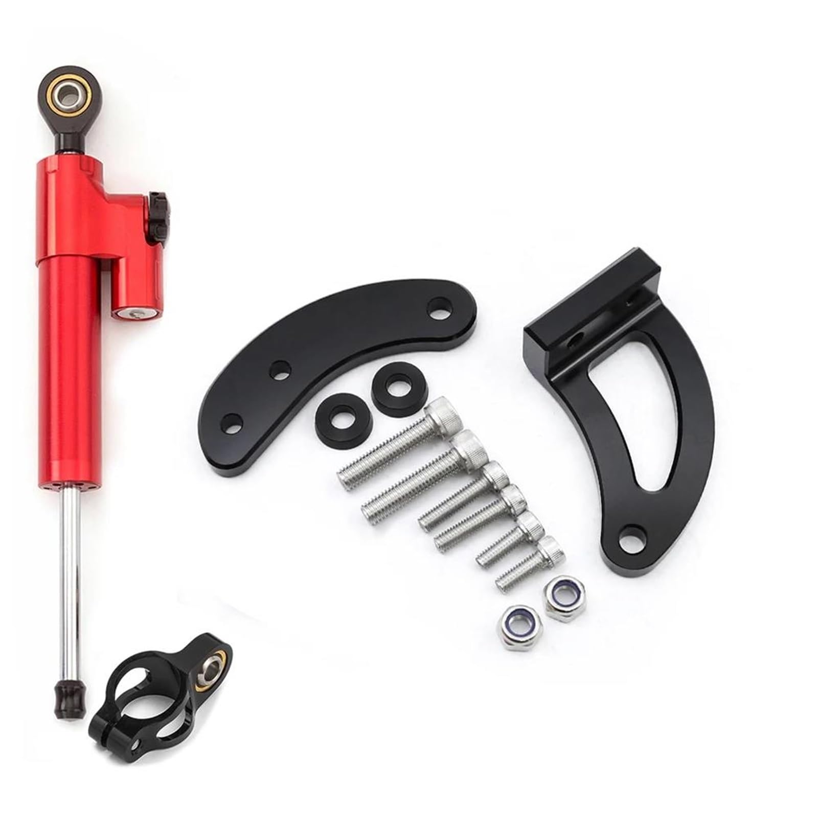 Dämpfer Lenkungsstabilisator Scooter Lenkungsdämpfer Halterung Montage CNC Stabilisator Lenkungsdämpfer Support Kit Für Dualtron Für Victor Donner DT3 Lenkungsdämpfer Motorräder Assy(Red Set) von ATGQBCF