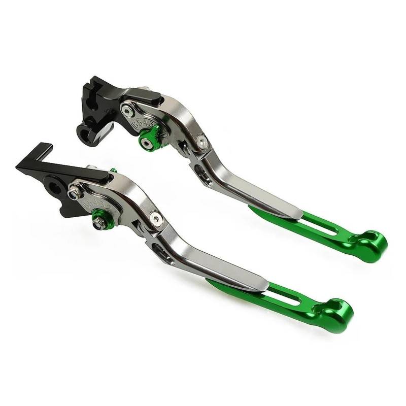 Für Kawasaki ZX-6 1990-1999 CNC Aluminium Motorrad Verstellbare Falten Ausziehbare Bremskupplungshebel Bremshebel Kupplung Kupplungshebel(Titanium-Green,Titanium-Green) von ATGQBCF