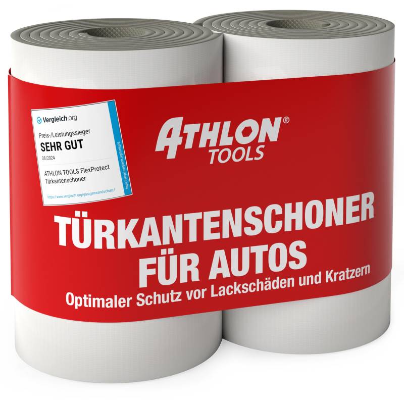 ATHLON TOOLS 2X Auto-Türkantenschutz FlexProtect - je 2 m lang - Extra Dicker Türkantenschoner, selbstklebend, wasserabweisend (grau) von ATHLON TOOLS