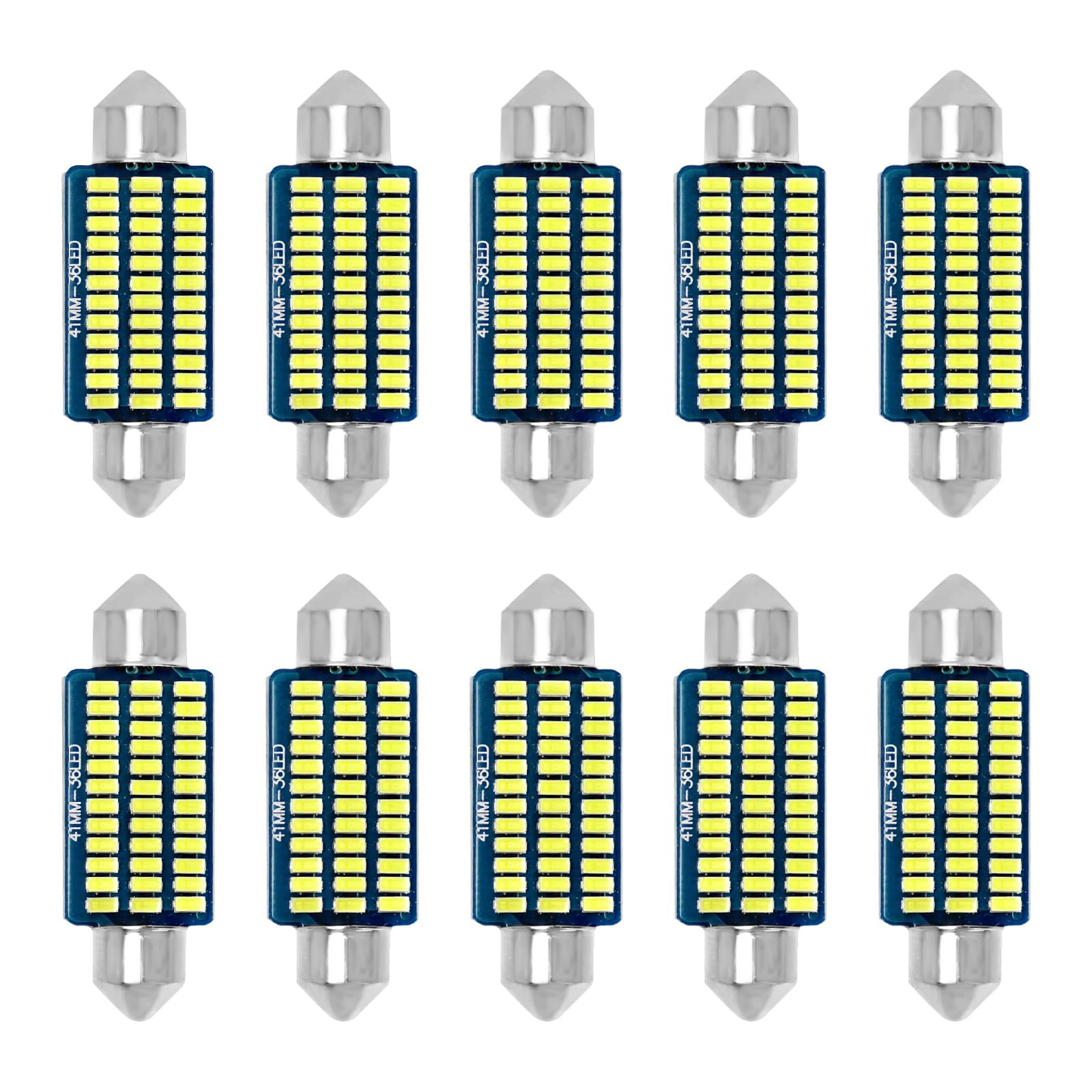 ATJTYSX 10 Stück 41MM 600 Lumen Auto Innen Beleuchtung, Auto Led-Lampe, Lumen Led Innenbeleuchtung Auto, Innenraumbeleuchtung Birne, Innenraum Lampen von ATJTYSX