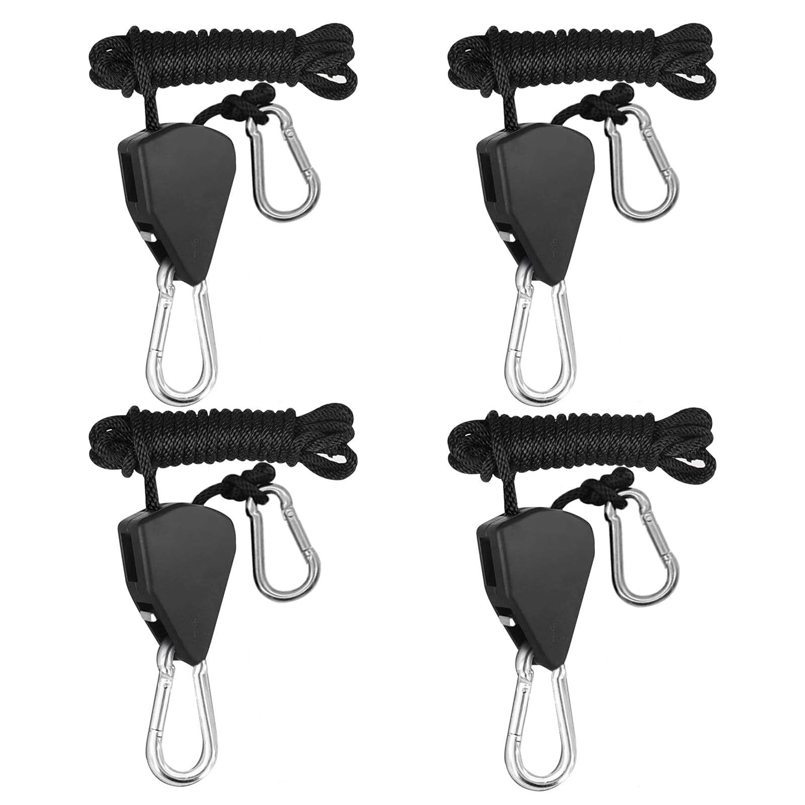 4 Stück Ratchet Hanger, Einstellbare Seil Seilhaken Ratsche Seilratsche 2.4M, 1/8 Zoll Duty Heavy Rope Seilratsche mit Haken, Ratchet Hanger für Pflanzenventilator Licht Zimmerpflanzen von ATMWM