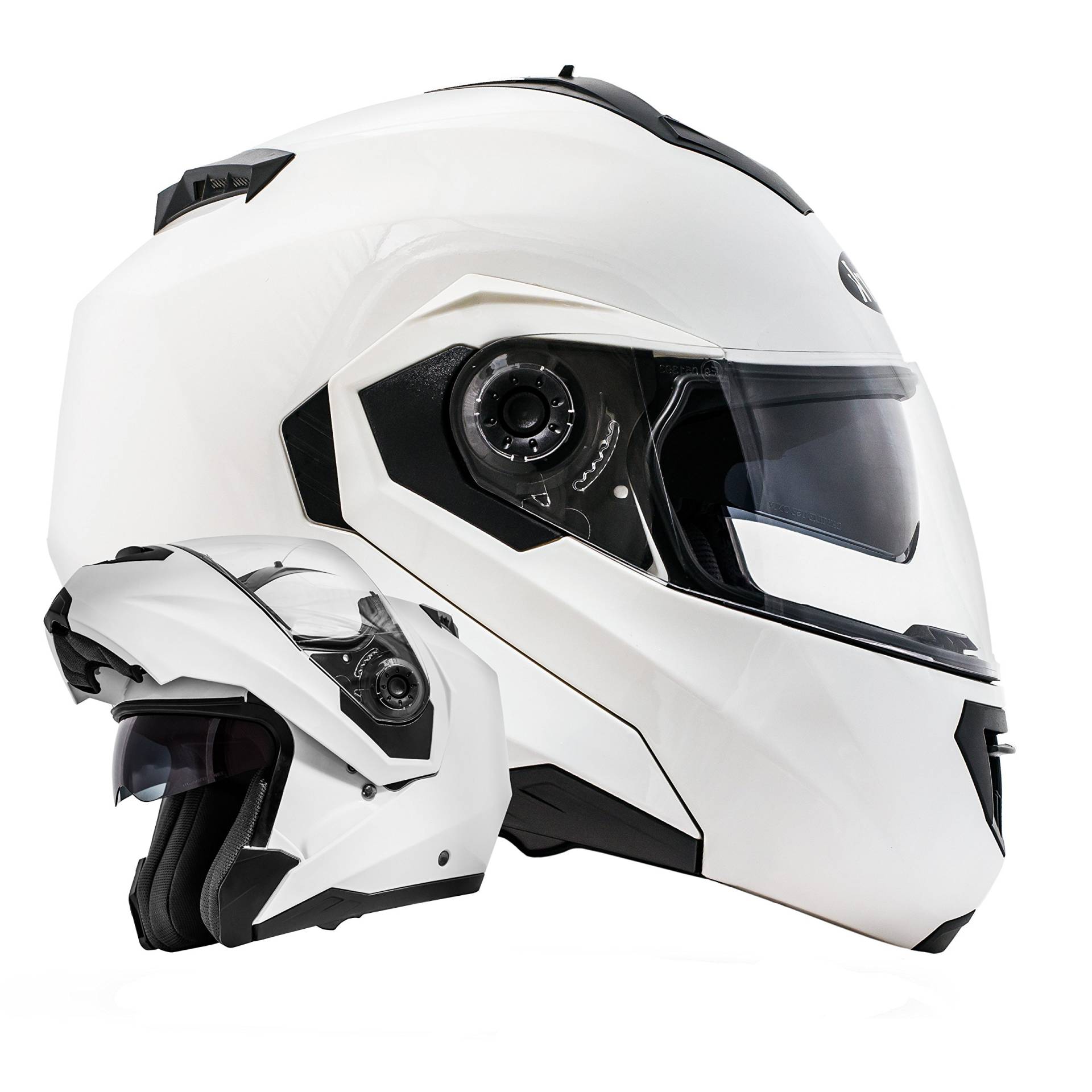 ATO Moto Montreal Weiß Größe L 59-60cm Klapphelm mit Doppelvisier System und der neusten Sicherheitsnorm ECE 2205 von ATO Moto