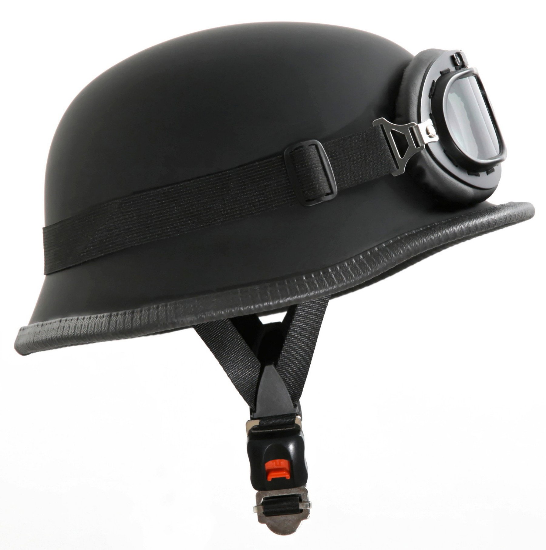 ATO Moto Motorradhelm Stahlhelm & Oldtimer Brille Schwarz matt Größe: (M 57/58cm) von ATO Moto