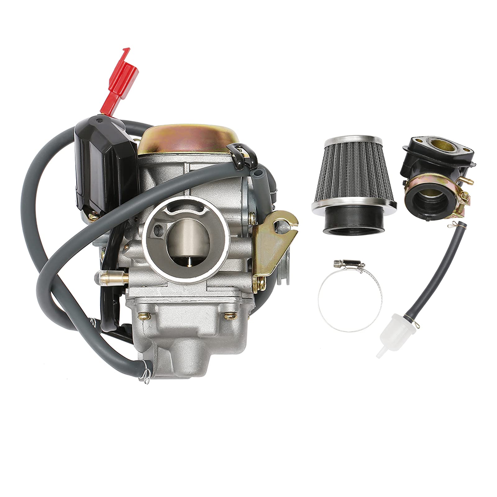 PD24J Vergaser 24 mm für GY6 125cc 150cc 152QMJ 157QMI 4-Takt-Motoren Elektro-Choke Motorrad Roller mit Luftfilter Ansaugstutzen von ATRACYPART