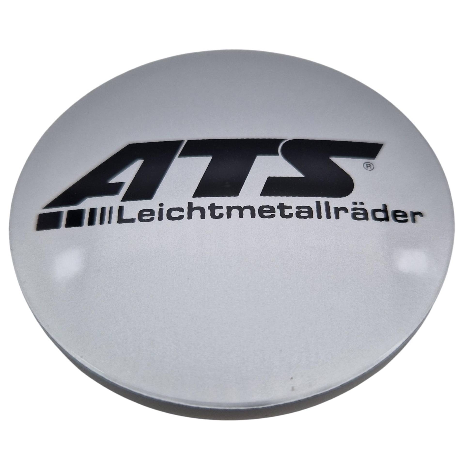 1X ATS Nabendeckel 60mm Silber (N23) Logo Schwarz - Original Felgendeckel/Nabenkappe/Hubcap von ATS