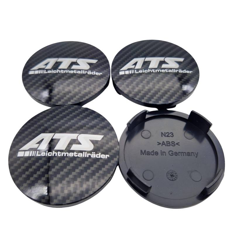 4X ATS Nabendeckel 60mm Carbon (N23) Dark 3D - Original Felgendeckel/Nabenkappe/Hubcap von ATS