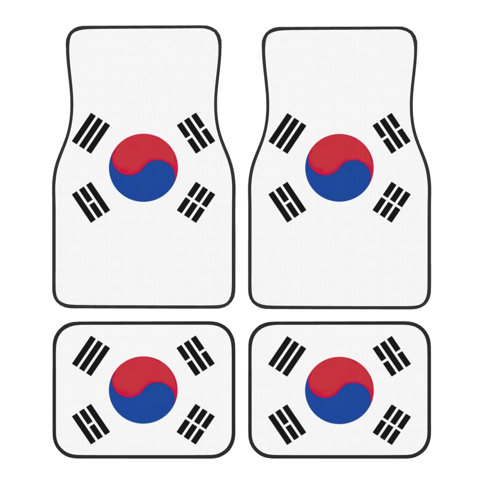 Autofußmatten-Set, Motiv: Flagge der Republik Korea, für SUV, Vans, LKW, Fußmatten-Set, Fersenpolster, Fahrer, Beifahrer und Heckfußmatten von ATTOUD