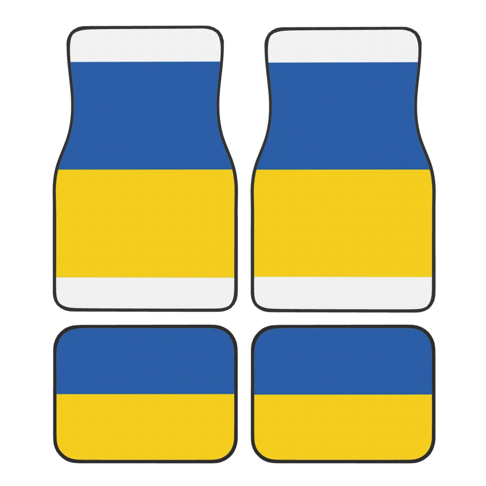 Autofußmatten-Set, Motiv: Flagge der Ukraine, für SUV, Vans, LKWs, Fußmatten-Set, Fersenpolster, Fahrer, Beifahrer und Heckfußmatten von ATTOUD