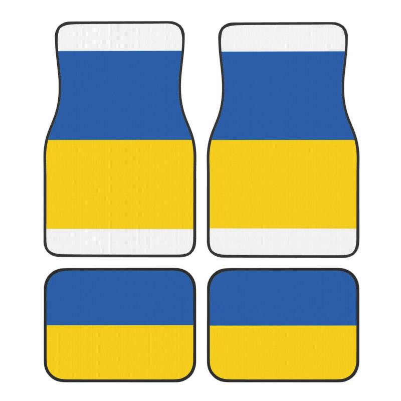 Autofußmatten-Set, Motiv: Flagge der Ukraine, für SUV, Vans, LKWs, Fußmatten-Set, Fersenpolster, Fahrer, Beifahrer und Heckfußmatten von ATTOUD