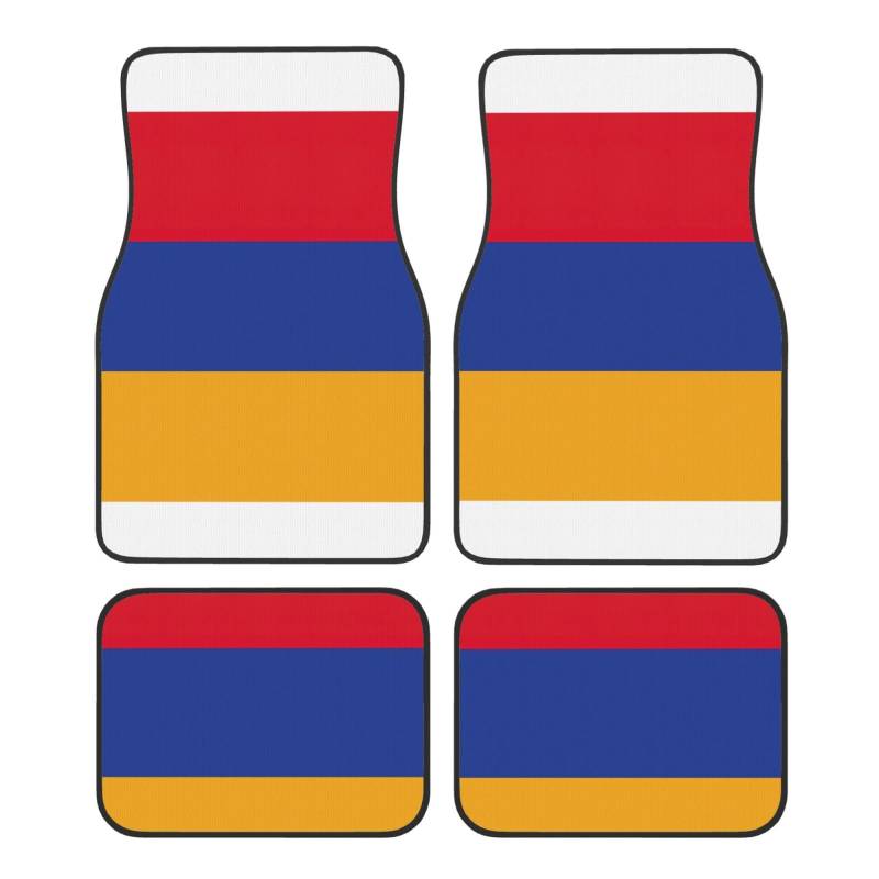 Autofußmatten-Set, Motiv: Flagge von Armenien, für SUV, Vans, LKWs, Fußmatten-Set, Fersenpolster, Fahrer, Beifahrer und Heckfußmatten von ATTOUD