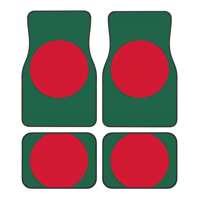 Autofußmatten-Set, Motiv: Flagge von Bangladesch, für SUV, Vans, LKW, Fußmatten-Set, Fersenpolster, Fahrer, Beifahrer und Heckfußmatten von ATTOUD