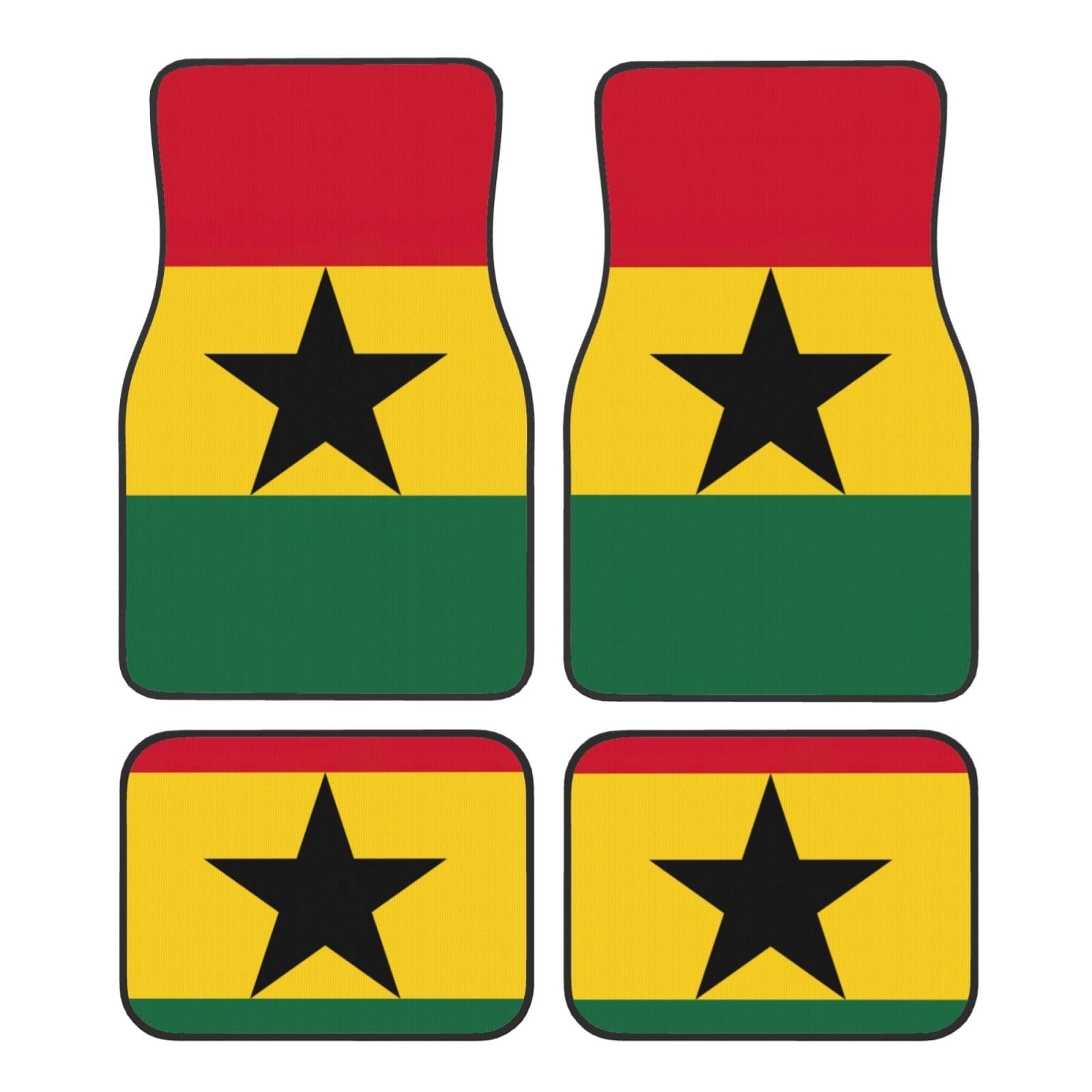 Autofußmatten-Set mit Flagge von Ghana, für SUV, Vans, LKWs, Fußmatten-Set, Fersenpolster, Fahrer, Beifahrer und Heckfußmatten von ATTOUD