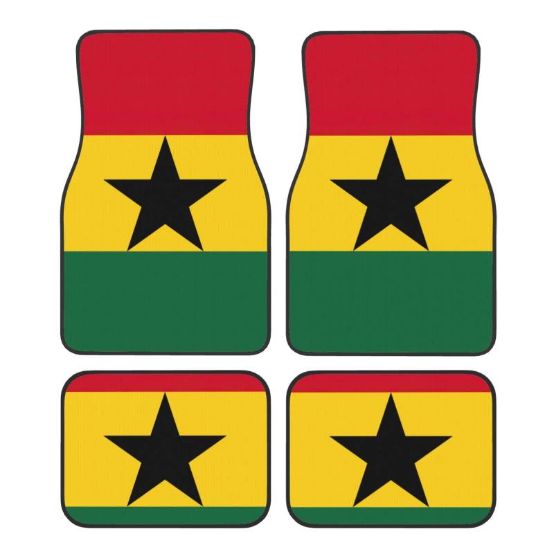 Autofußmatten-Set mit Flagge von Ghana, für SUV, Vans, LKWs, Fußmatten-Set, Fersenpolster, Fahrer, Beifahrer und Heckfußmatten von ATTOUD