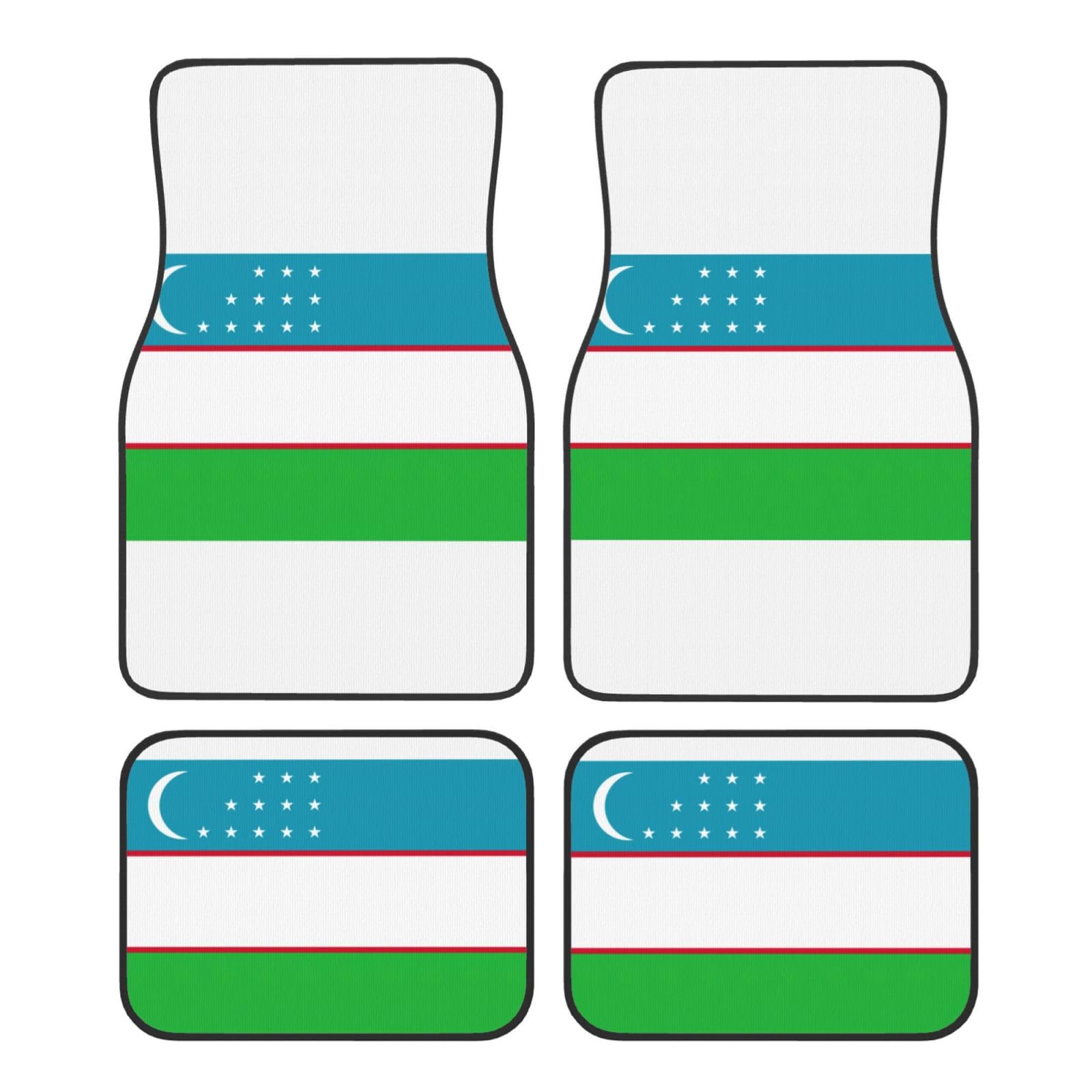 Autofußmatten mit Flagge der Republik Usbekistan für SUV, Vans, LKWs, Fußmatten-Set, Fersenpolster, Fahrer, Beifahrer und Heckfußmatten von ATTOUD