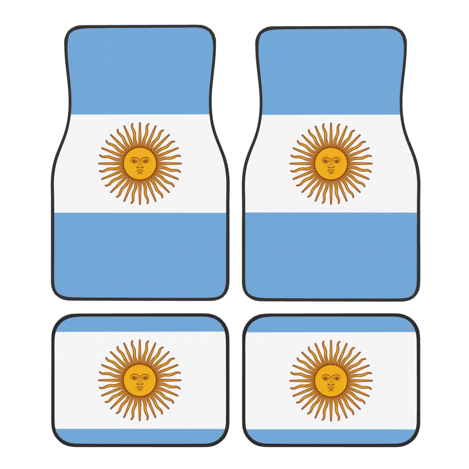 Fußmatten-Set mit argentinischer Flagge, für SUV, Vans, LKWs, Fußmatten-Set, Fersenpolster, Fahrer, Beifahrer und Heckfußmatten von ATTOUD