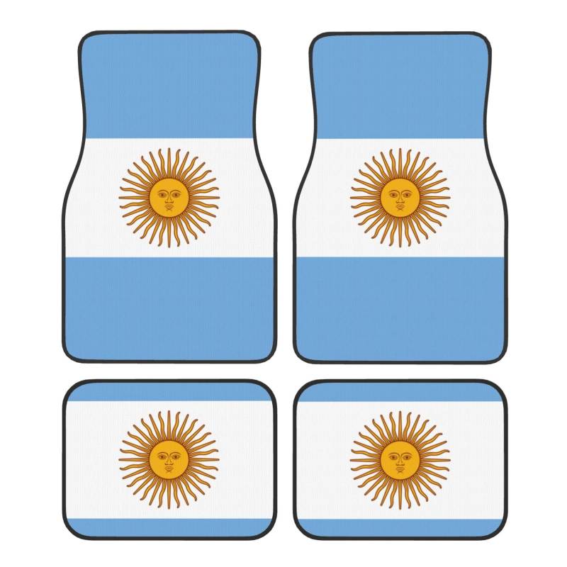 Fußmatten-Set mit argentinischer Flagge, für SUV, Vans, LKWs, Fußmatten-Set, Fersenpolster, Fahrer, Beifahrer und Heckfußmatten von ATTOUD