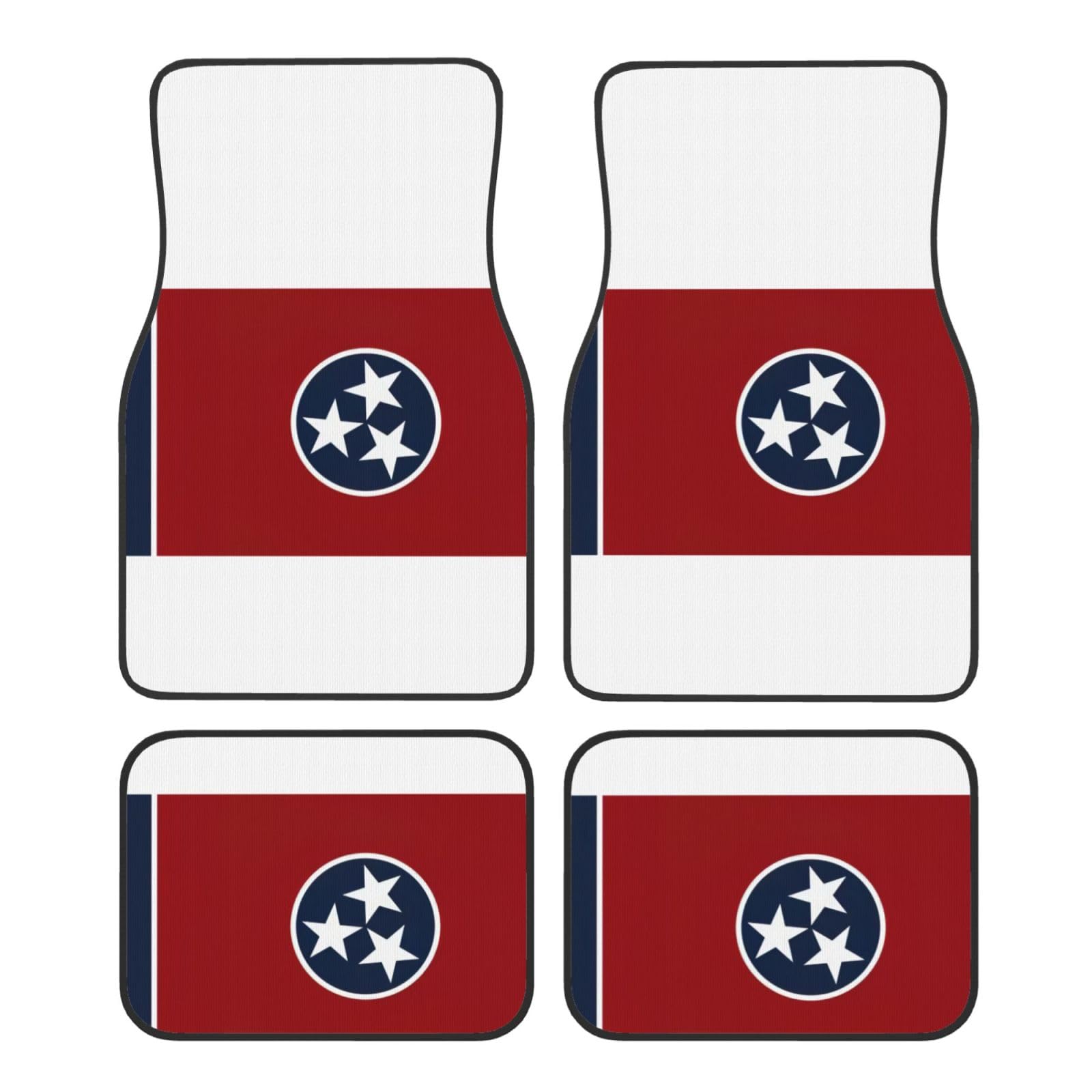 Fußmatten mit Tennessee-Flagge für SUV, Vans, LKWs, Fußmatten-Set, Fersenpolster, Fahrer, Beifahrer und Heckfußmatten von ATTOUD