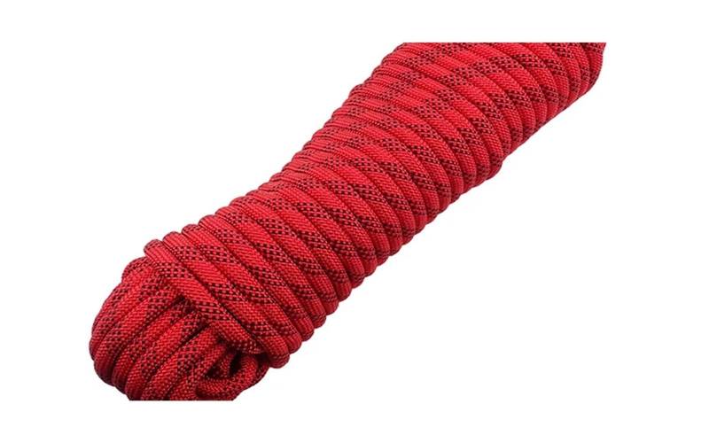 Abschleppseil Auto 10 m Outdoor-Kletterseil, hochfeste Kordel, Sicherheitsseile, Wanderzubehör, 10 mm Durchmesser, 15 kN, gestreifte Schnalle Abschleppseil(Red) von ATUMY