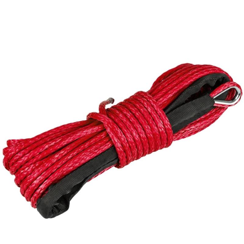 Abschleppseil Auto 6 mm x 15 m 7700LBs Synthetisches Windenseil mit schwarzer Schutzhülse für ATV UTV Abschleppseil(6mmx15m red 1pcs) von ATUMY