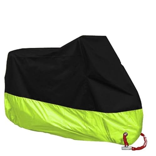 Motorrad Abdeckplane Ganzjährig staubdichter UV-schützender Outdoor-Indoor-Scooter 190T verschleißfestes Gewebe für Motorräder Motorradplane Abdeckung(Fluorescent Green,3XL for 2201-2300mm) von ATUMY