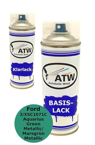 Autolack für Ford 2 /XSC1071C Aquarius Green Metallic/Marsgrün Metallic Sprühdose 400ml +400ml Klarlack Set von ATW Autoteile West