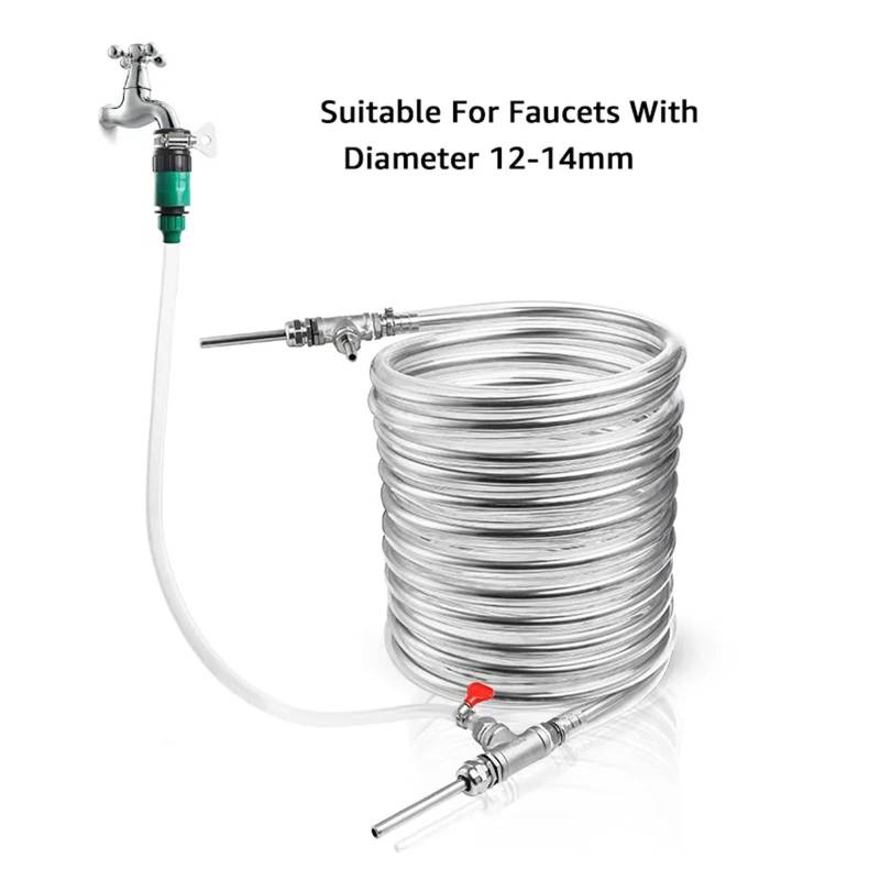 Wärmetauscher, 3/8'' X 10M Gegenstrom-Würzekühler Edelstahl-Wärmetauscher Kühlschlangenrohr Supereffiziente Bierkühlmaschine(With Hose) von AUBEST