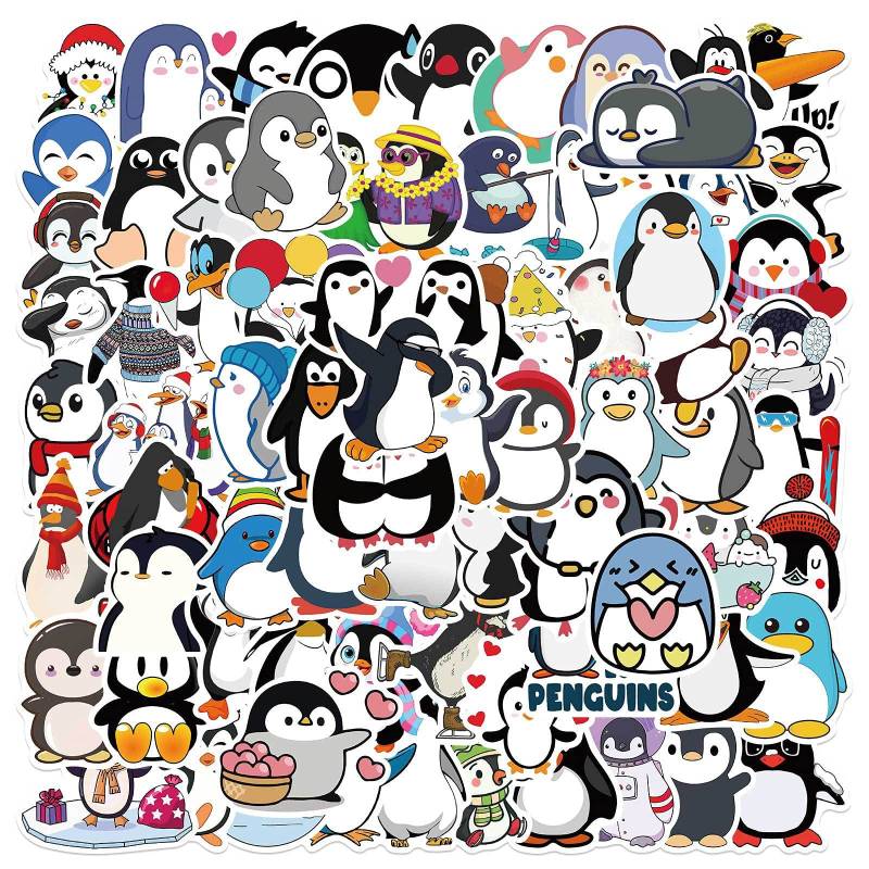 AUCEKO 100 Stück Pinguine Aufkleber Pack Penguin Sticker Set wasserdichte Vinyl Sticker für Laptop Kinder Autos Motorrad Fahrrad Skateboard Gepäck Koffer Computer Aufkleber Graffiti Decal von AUCEKO