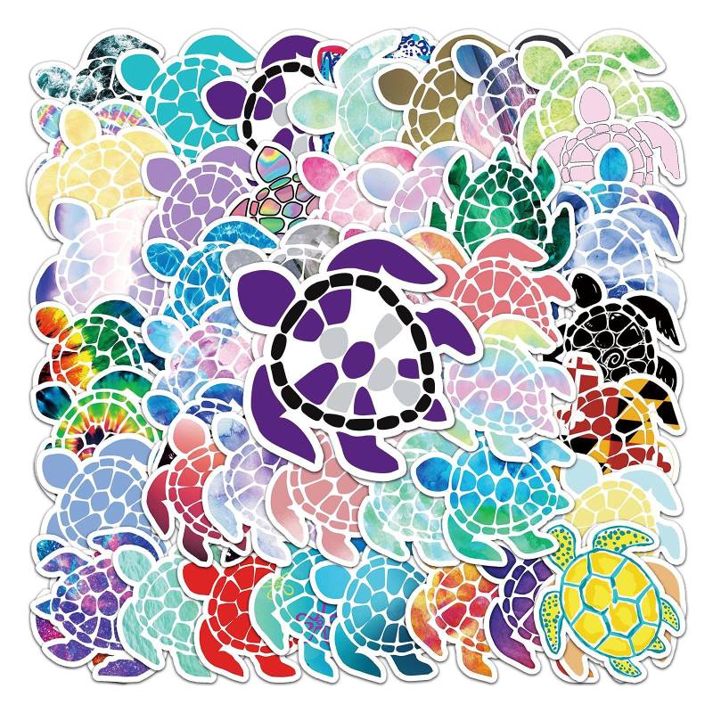 AUCEKO 50 Stück Schildkröte Aufkleber Pack Tortoise Turtle Sticker Set wasserdichte Vinyl Sticker für Laptop Kinder Autos Motorrad Fahrrad Skateboard Gepäck Koffer Computer Aufkleber Graffiti Decal von AUCEKO