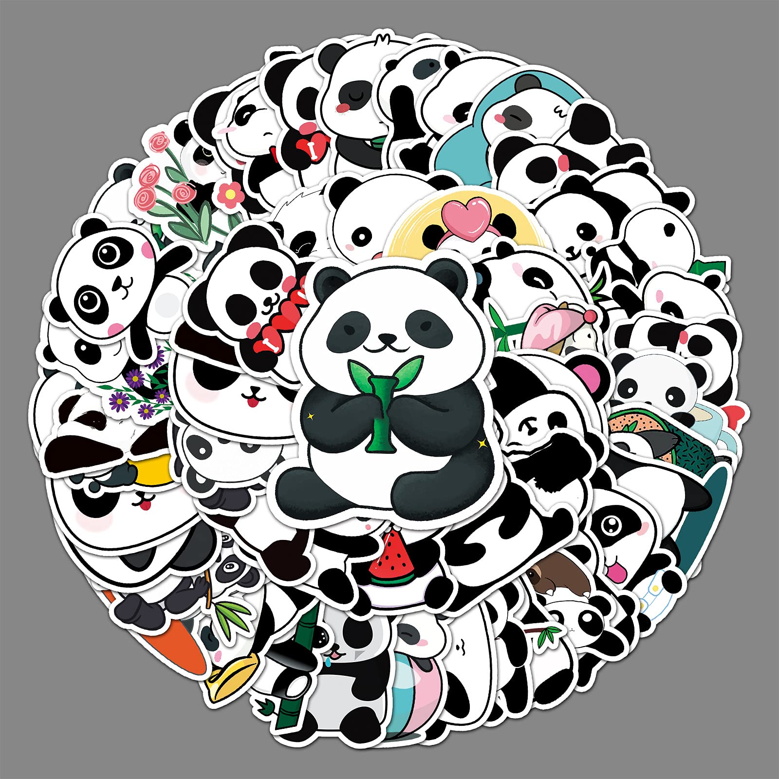 AUCEKO 50 Stück Tiere Panda Aufkleber Pack Panda Sticker Set wasserdichte Vinyl Sticker für Laptop Kinder Autos Motorrad Fahrrad Skateboard Gepäck Koffer Computer Aufkleber Graffiti Decal von AUCEKO