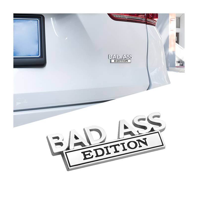 Car Bad Ass Edition Emblem, 3D Fender Badge Decal Car Sticker with 3M Adhesive, Auto Accessories for Tailgate Front Grille Hood Trunk, Car Replacement Compatible with Motorcycle SUV Truck von AUCELI