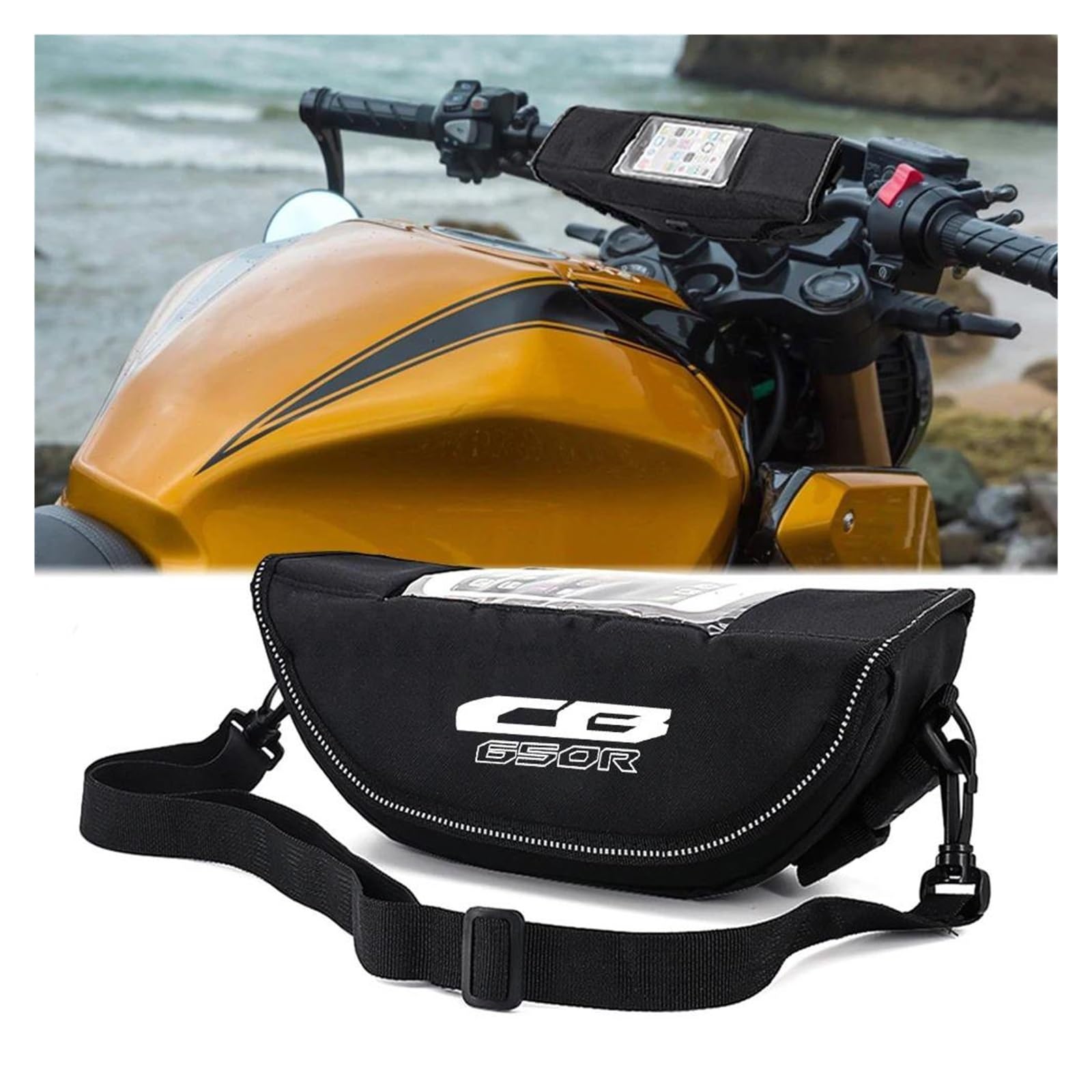 AUDSNI Für CB650R Motorrad Lenker Tasche Lenker Tasche Frontlenkertasche mit Reißverschluss von AUDSNI