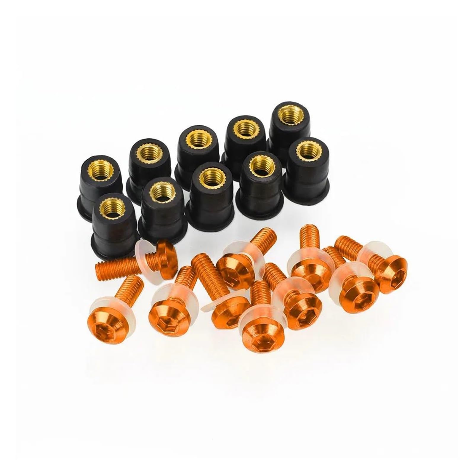 AUDSNI Motorrad Windschutzscheibenmutter Für R1 R3 R6 MT09 MT07 TMAX530 10 Stück 5 Mm Motorrad-Windschutzscheiben Universal-Verkleidungsbolzenschrauben(Orange) von AUDSNI