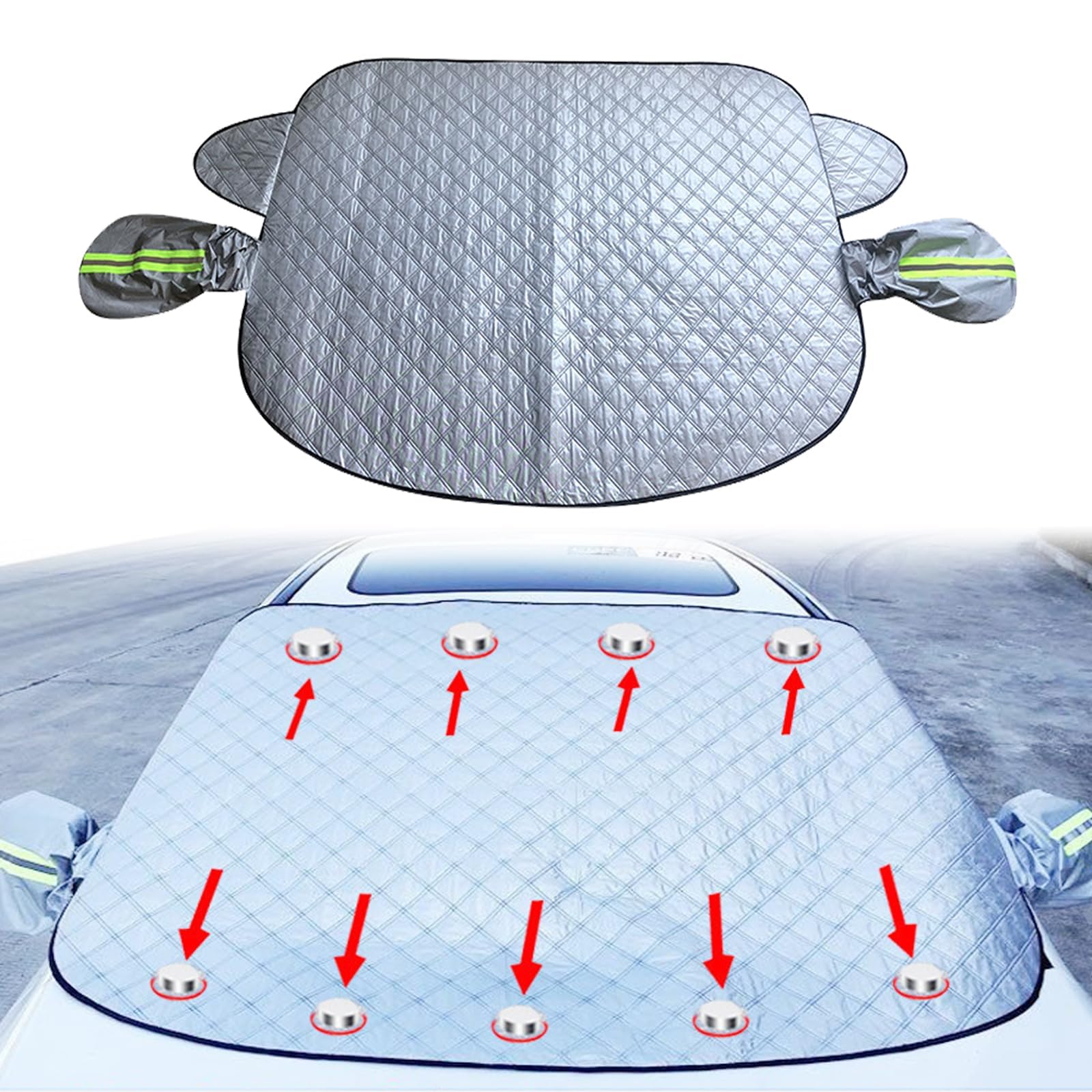 AUEJACKY Sonnenschutz Auto Frontscheibe, Frontscheibenabdeckung, Sonnenschutz Windschutzscheibenabdeckung Magnet Fixierung Faltbare Autoscheibenabdeckung Abdeckung, gegen Sonne, Staub, EIS, Frost von AUEJACKY