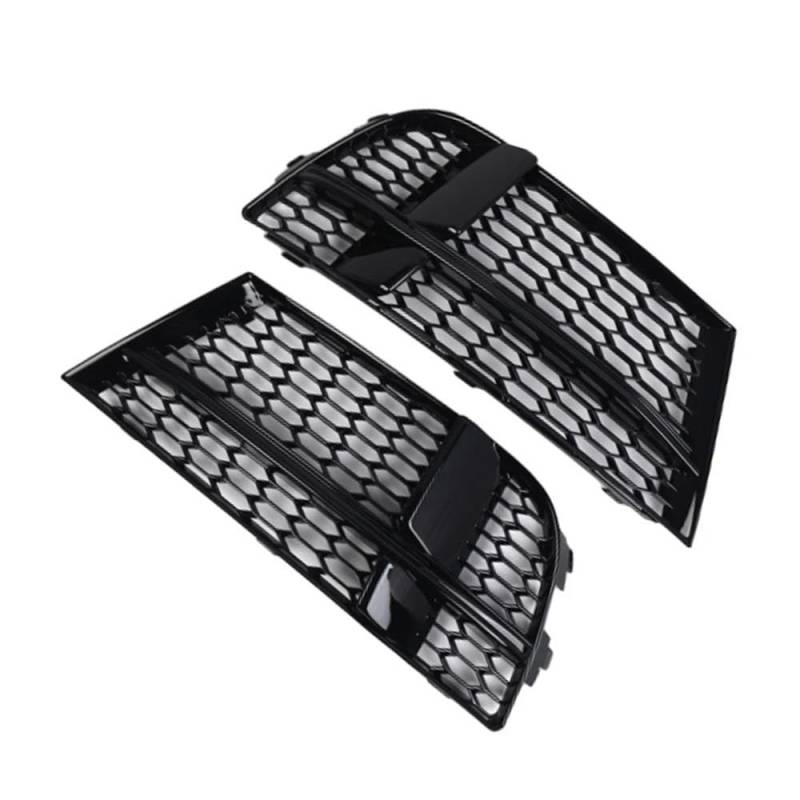 Auto-Frontgitter 2 Stück Frontstoßstange Nebelscheinwerfergitter Mesh Cover Schwarz Für A3 (8V) S-LINE 2017–2019 8V3807681AE 8V3807682Q Auto-Frontgrill von AUGUST SNOW