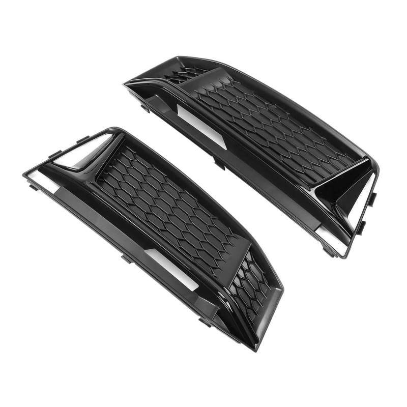 Auto-Frontgitter 2X Auto Nebelscheinwerfer Grill Kühlergrill Lampenabdeckung Hex Für A4 B9 S-Line S4 2016-2018 Auto Styling Auto-Frontgrill(Glossy Black) von AUGUST SNOW