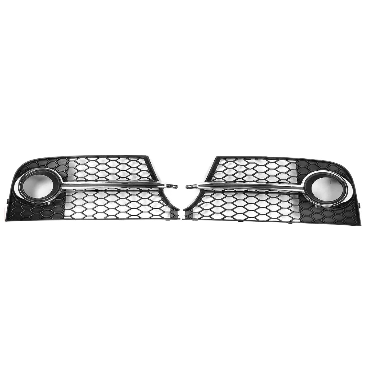 Auto-Frontgitter Für TT MK2 S-Line TTS 2011 2012 2013 2014 Frontstoßstange Nebelscheinwerfer Grillabdeckung 1 Paar Auto Wabennetz Nebelscheinwerfer Racing Grill Auto-Frontgrill(Chrome Silver) von AUGUST SNOW