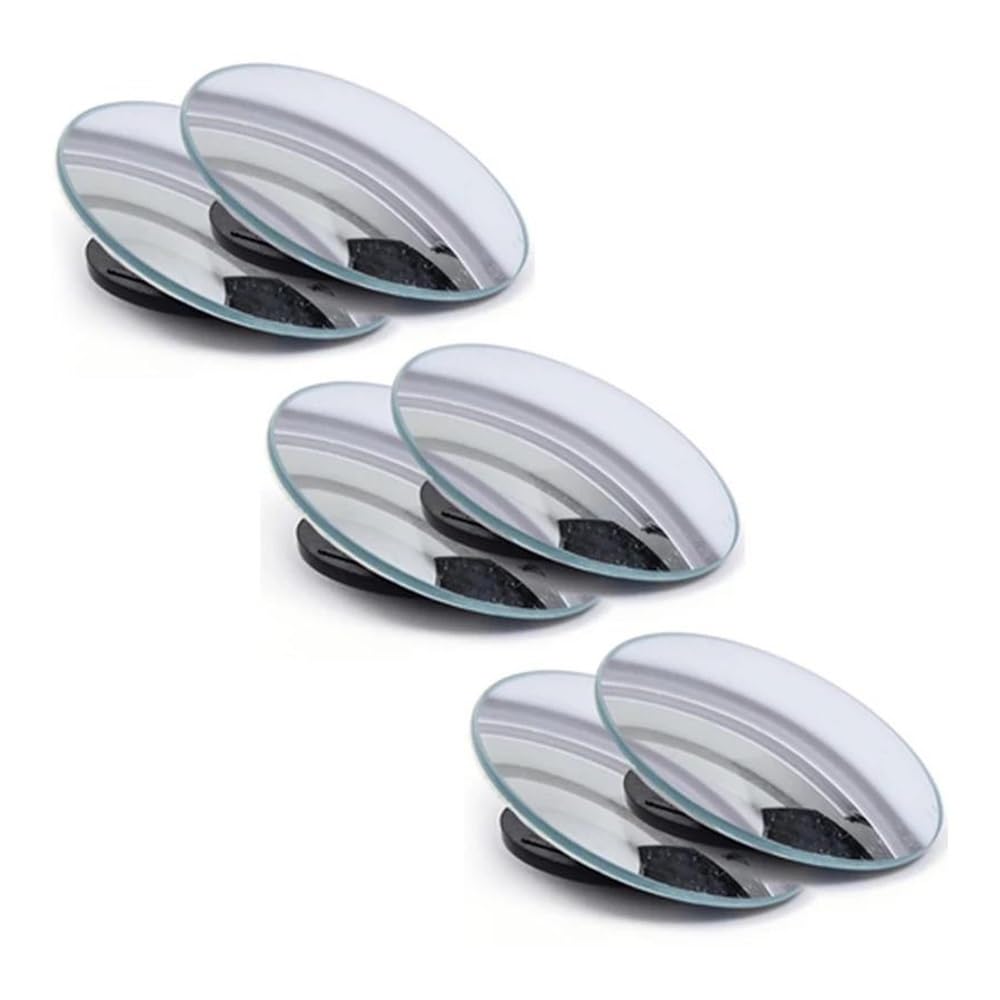 Auto-Toter-Winkel-Spiegel Auto Kleine Runde Spiegel Blind Spot Rückspiegel Hilfs Rückfahr Parkplatz Konvexen Spiegel 360 Grad Einstellbar Toter-Winkel-Spiegel Blind Spot Spiegel(6Pcs) von AUGUST SNOW