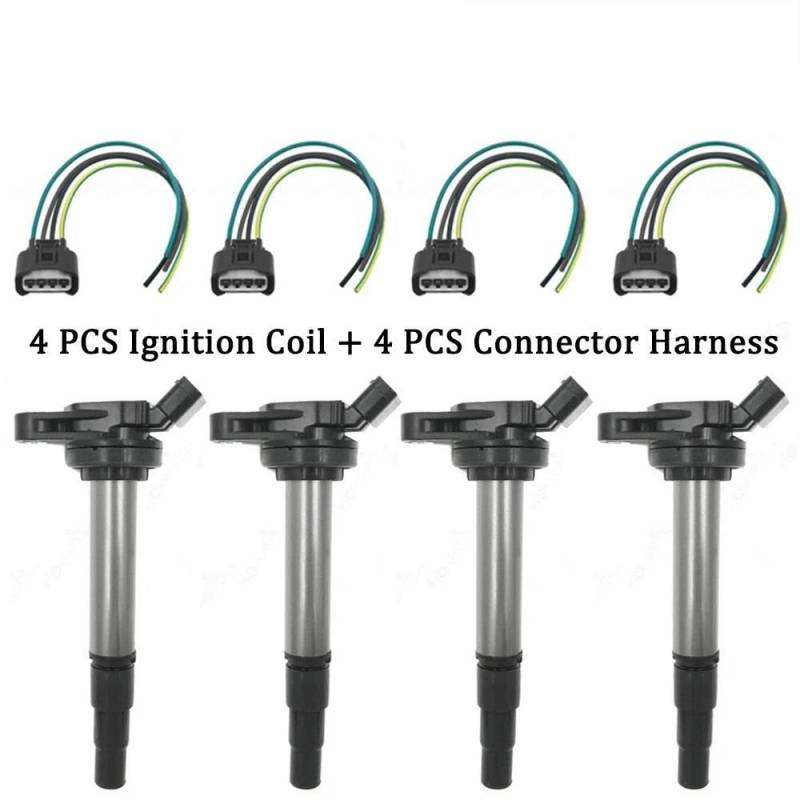 Blockzündspule Zündspulen Stecker Für Corolla Für Prius Für Lexus CT200h 2ZRFE 1,8 L 9091902258 90919 02258 UF-596 UF-619 4 Teile/satz 90919-02258(X4 Coil and Plug) von AUGUST SNOW