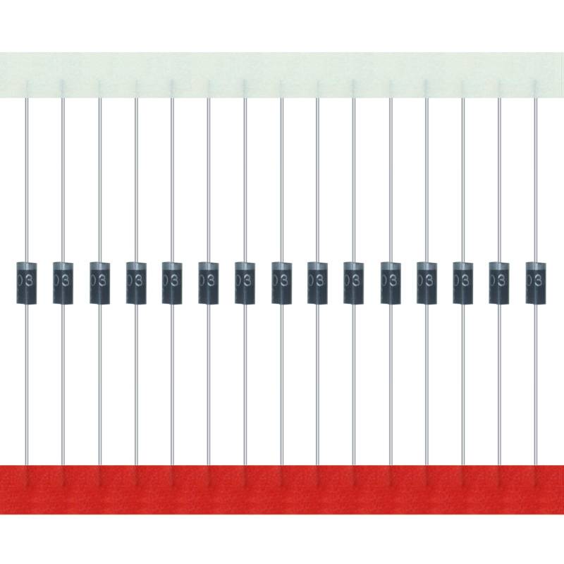 AUKENIEN 200 Stück 1N4003 Gleichrichterdiode 1A 200V DO-41 Axial 4003 1 Amp 200 Volt IN4003 Elektronische Silikondioden von AUKENIEN