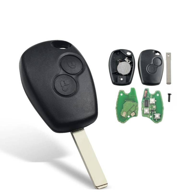 AULESSE 2 Tasten Autoschlüssel Gehäuse Fernbedienung 433 MHz PCF7947 Chip Auto Schlüsselgehäuse für Ren-Ault Kangoo II Clio III Duster Modus Twingo Dacia Logan von AULESSE