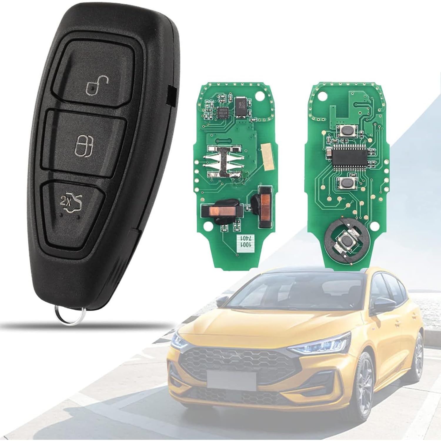 AULESSE 3 Tasten Funkschlüssel Schlüssel 433 MHz Fernbedienung Autoschlüsselgehäuse mit 4D63 Chip für Fo-RD Fiesta Focus Kuga Grand S-Max C-Max Mondeo Galaxy Monde 2007–2015 von AULESSE