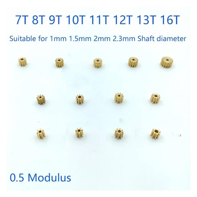 0.5M Modulus 7T 8T 9T 10T 11T 12T 13T 16T Teeth Metal Copper Brass Gear electronic starter Spindle Fit 1mm 1.5mm 2mm 2.3mm Shaft Diameter AUOQKQUT(C 8T 1.48mm Hole) von AUOQKQUT