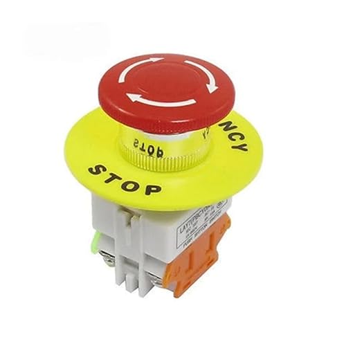 Red Mushroom Cap 1NO 1NC DPST Emergency Stop Push Button Switch AC 660V 10A Switch Equipment Lift Elevator Latching Self Lock AUOQKQUT von AUOQKQUT