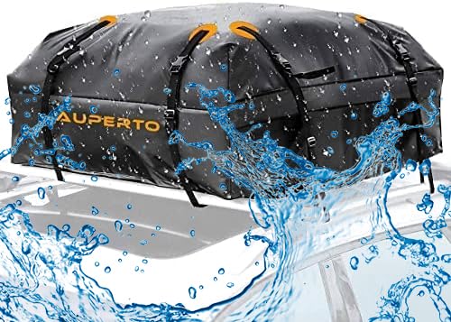 AUPERTO Auto Dachbox 15 Kubikfuß Faltbare Dachkoffer Aufbewahrungsbox Wasserdicht Dachtasche Dachgepäckträger Tasche Aufbewahrungsbox für Reisen und Gepäcktransport, Autos, Vans, SUVs, Schwarz von AUPERTO