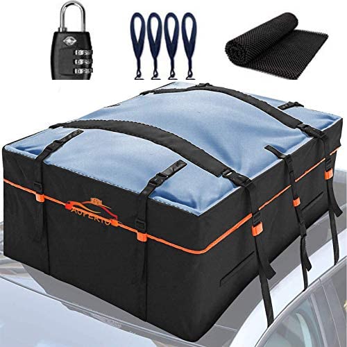 AUPERTO Dachbox, 538L Auto Dachkoffer Faltbare Gepäckbox mit Anti-Rutsch Matte + 4 Türhaken + Sperren, Wasserdicht Schwerlast 600D Dachboxen Dachgepäckträger Tasche für Reisen und Gepäcktransport von AUPERTO