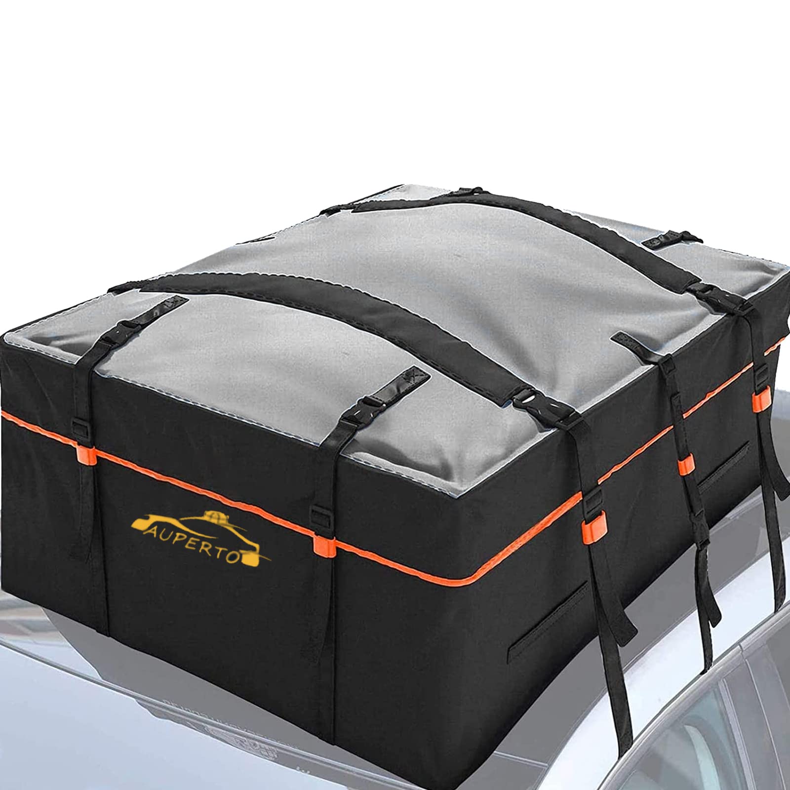 Autodachtasche, 600D Auto Dachbox PVC 19 Kubikfuß Autodachtasche Wasserdicht Faltbare Gepäckbox mit Anti-Rutsch-Matte/Schloss, 10Verstärkte Gurte für jedes Auto mit Dachträger/Schienen/Stangen von AUPERTO