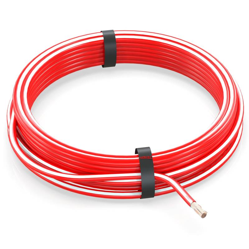 AUPROTEC 10m Fahrzeugleitung 6,0 mm² FLRY-B Auto Kabel als Ring Farbe rot-weiß von AUPROTEC