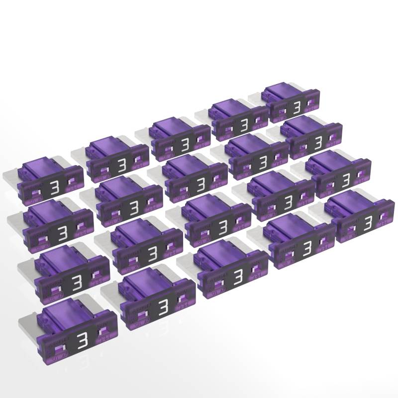 AUPROTEC Mini LP Kfz Sicherungen Flachstecksicherungen 2A - 30A Auswahl: 3A Ampere violett, 20 Stück von AUPROTEC